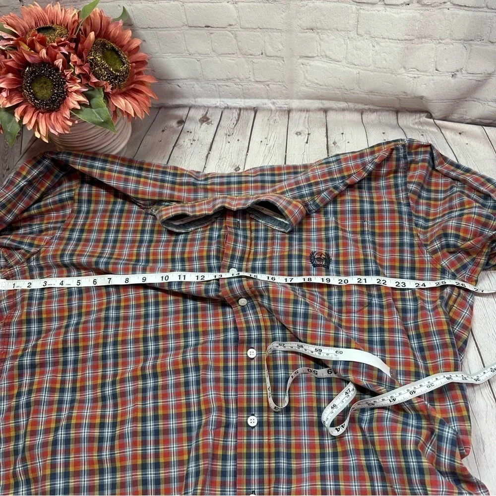 Cinch western Red Blue plaid cotton Casual Button Down Shirt sz XL cowboy rodeo